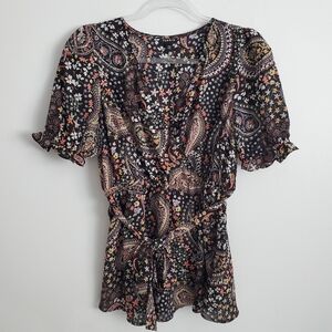 Torrid V-Neck Puff Sleeve Chiffon Top Size 00